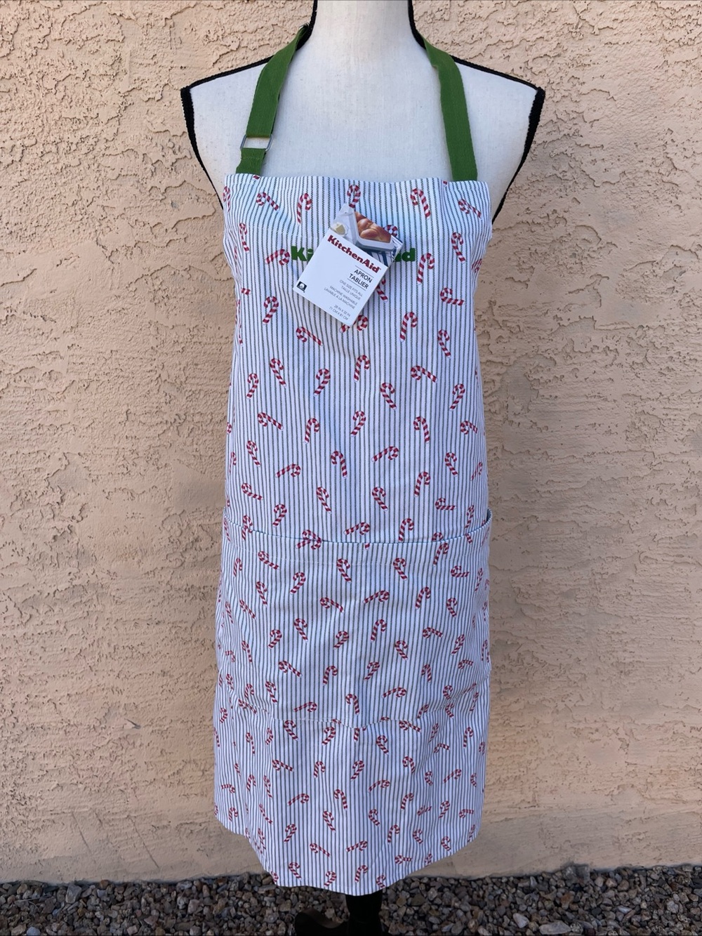 Kitchen Aid apron Christmas holiday candy cane grandma grannycore striped green